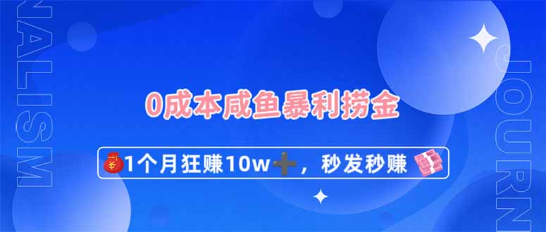 （14257期）0成本闲鱼暴利捞金，1个月狂赚10W+，秒发秒赚新玩法-鸿盛达人