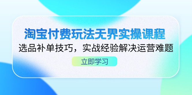 （14344期）淘宝付费玩法无界实操课程，选品补单技巧，实战经验解决运营难题-鸿盛达人