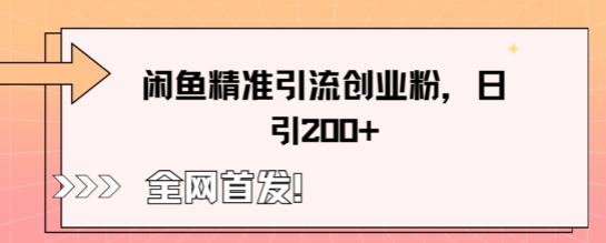 闲鱼精准引流创业粉，轻松日引200+-鸿盛达人
