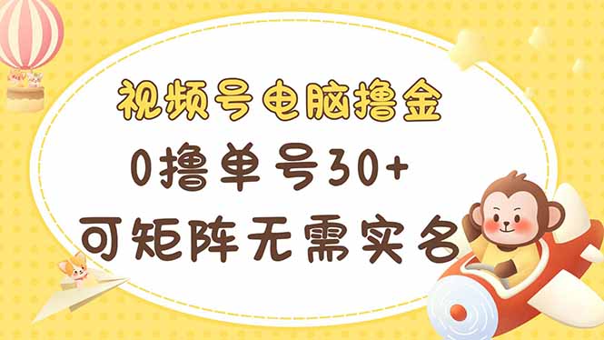 （14220期）视频号电脑撸金 0撸单号30+ 可矩阵 无需实名多号多得-鸿盛达人