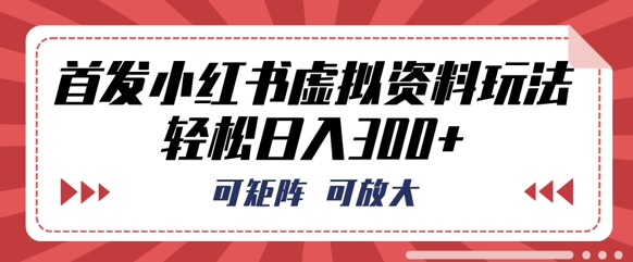 首发小红书虚拟资料玩法，可矩阵，可放大，轻松日入3张-鸿盛达人