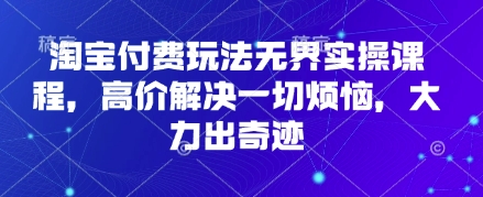 淘宝付费玩法无界实操课程，高价解决一切烦恼，大力出奇迹-鸿盛达人