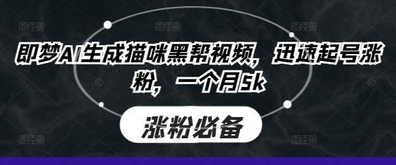 即梦AI生成猫咪黑帮视频，迅速起号涨粉，一个月5k-鸿盛达人