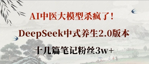 AI中医大模型杀疯了！DeepSeek中式养生2.0版本，十几篇笔记粉丝3w+-鸿盛达人
