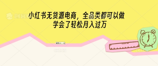 小红书无货源电商，全品类都可以做，学会了轻松月入过W-鸿盛达人