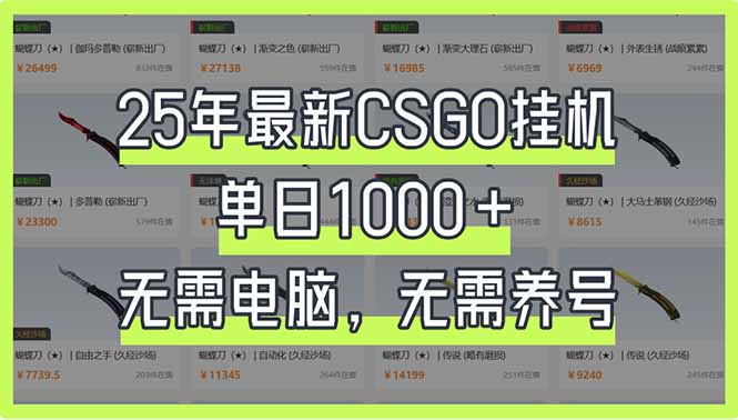 （14178期）25年最新CSGO挂机系统，单日1000+，无需电脑，无需养号，0基础可上手-鸿盛达人