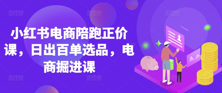 小红书电商陪跑正价课，小红书官方认证电商讲师教学，日出百单选品，电商掘进课-鸿盛达人
