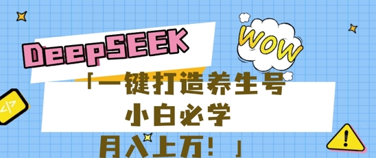 25年最新风口，用DeepSeek做养生号，小白必学，日入数张，一条作品涨粉1W+-鸿盛达人