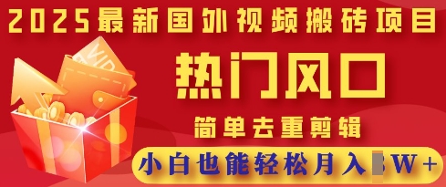 2025最新视频搬砖项目，热门风口，简单去重剪辑，小白也能轻松月入过W-鸿盛达人