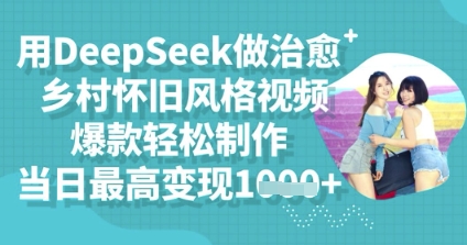 用DeepSeek做治愈乡村怀旧风格视频，爆款轻松制作，当日最高变现多张-鸿盛达人